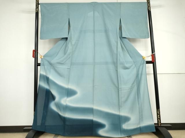 平和屋着物＊夏物　色留袖　縦絽　流水文　暈し染め　正絹　逸品　AABI9725cs