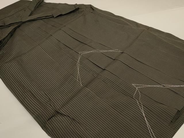 平和屋着物＊夏物　男性　馬乗り袴　縞　正絹　逸品　未使用　AABI7902jd