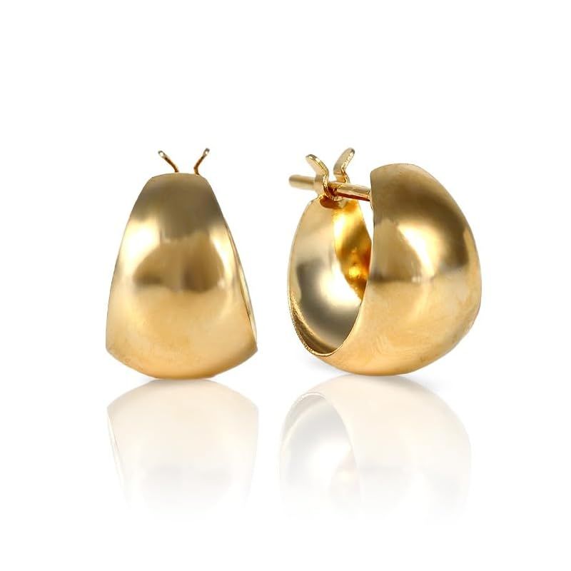 [OKKO] ピアス 月甲 フープ リング 18金 金属アレルギー対応 レディース フープピアス 小さめ キャッチレス ギフト イエローゴールド 10mm×7mm 0