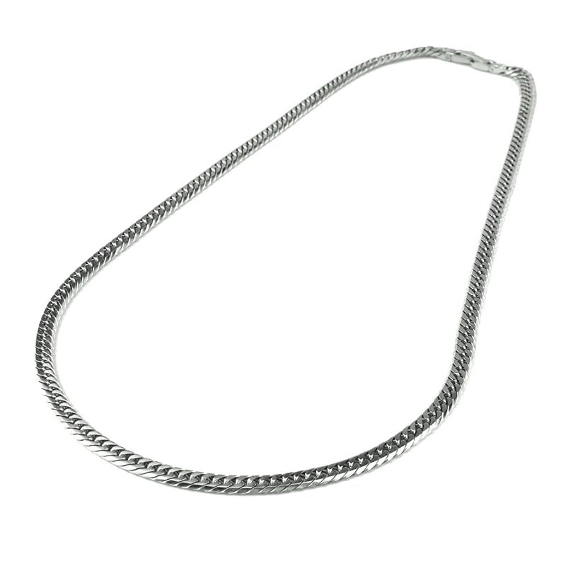 [e-housekiya] チタンネックレス 50cm 4.5mm 喜平ネックレス プラチナ シルバー チェーン メンズ レディース 6面ダブル 金属アレルギー対応 ギフト プレゼント 0