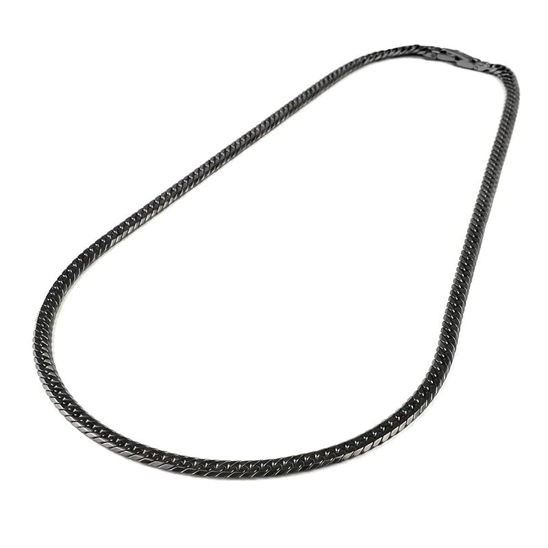 [e-housekiya] チタンネックレス 50cm 4.5mm 喜平ネックレス ブラック 黒 メンズ レディース 6面ダブル チェーン 金属アレルギー対応 0