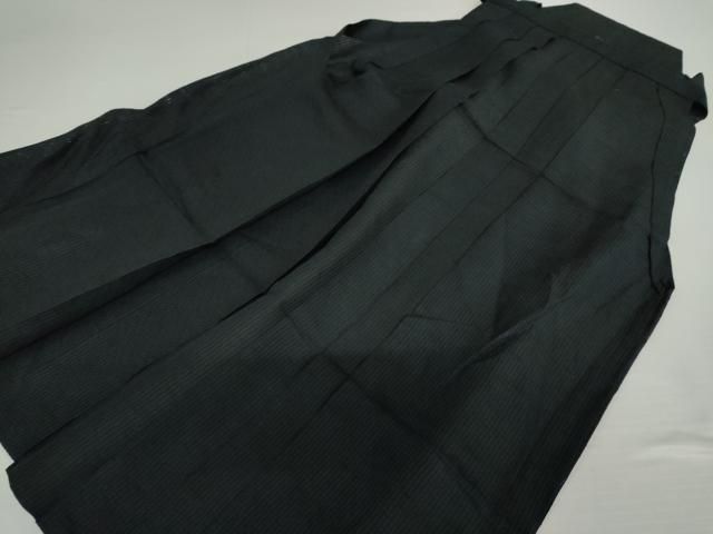 平和屋着物*夏物 男性 行灯袴 縞 黒地 正絹 逸品 AABI8106cs