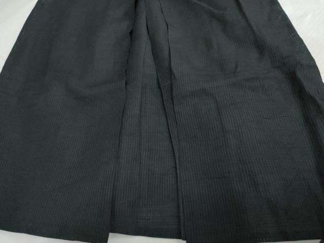 平和屋着物＊夏物 男性 行灯袴 縞 黒地 正絹 逸品 AABI8106cs