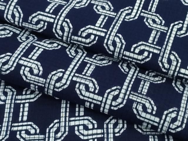 平和屋着物∴夏物　男性　浴衣　綿紅梅　鎖文様　日本製　綿　逸品　CABH1205ng