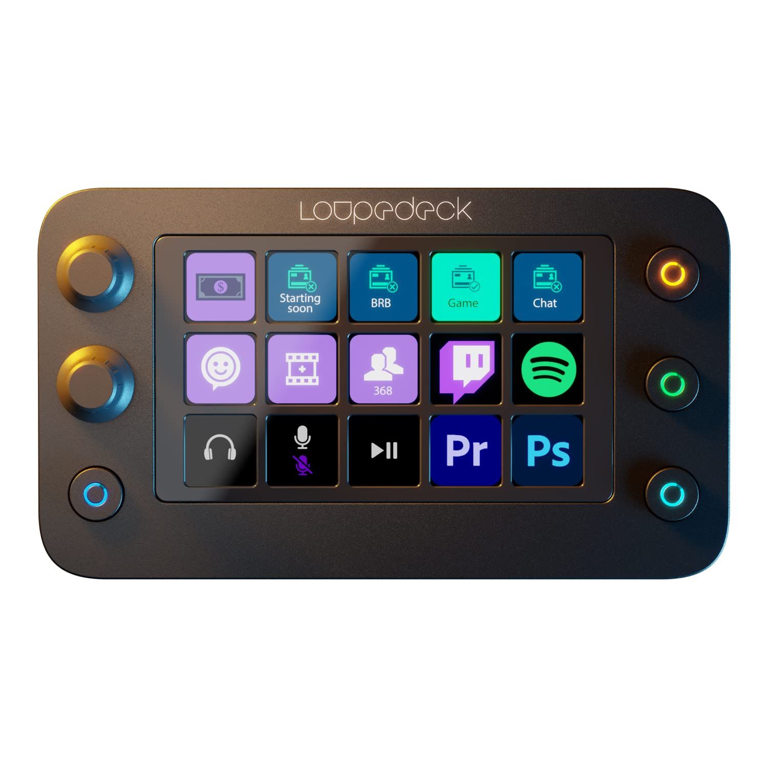Loupedeck Live S – 日々のPC作業や配信、コンテンツ制作を効率化するカスタムコントローラ。LEDタッチスクリーンボタンと物理ダイヤル、RGB物理ボタンを搭載【日本語対応及び日本語サポート】