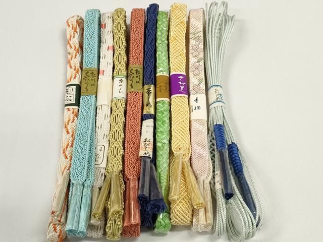 平和屋着物*夏物 和装小物 帯締め10本セット レース織 手描き 組紐 正絹 逸品 未使用 DABD8283zzz