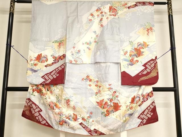 平和屋着物[]七五三　女の子　5歳　祝着　鴛鴦花文　暈し染め　金彩　逸品　AABI2756ja