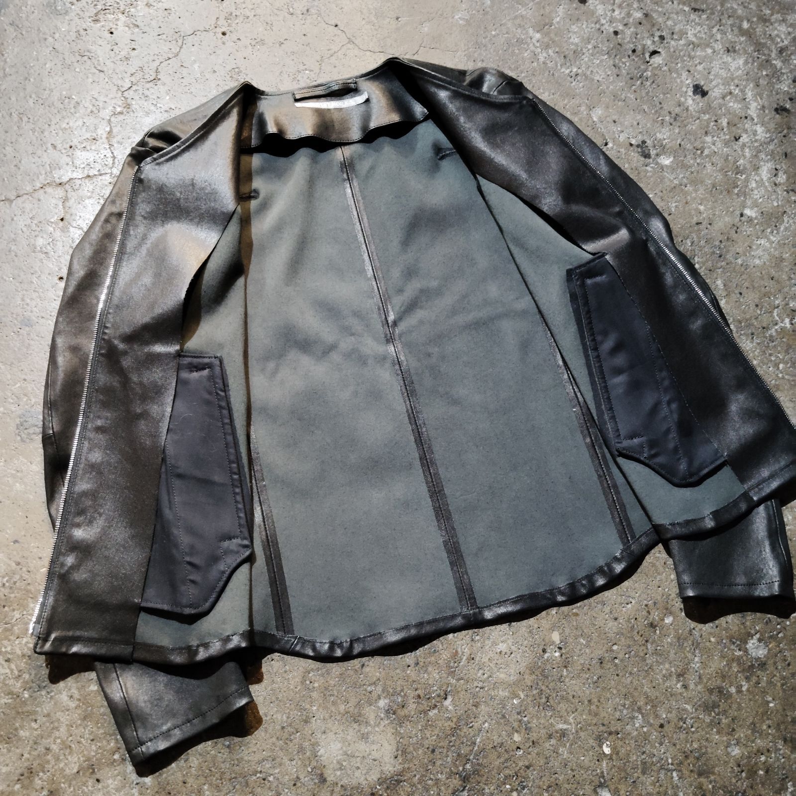 FranCisT_MOR.K.S. STRETCH LAMB LEATHER V-NECK RIDERS JACKET 3