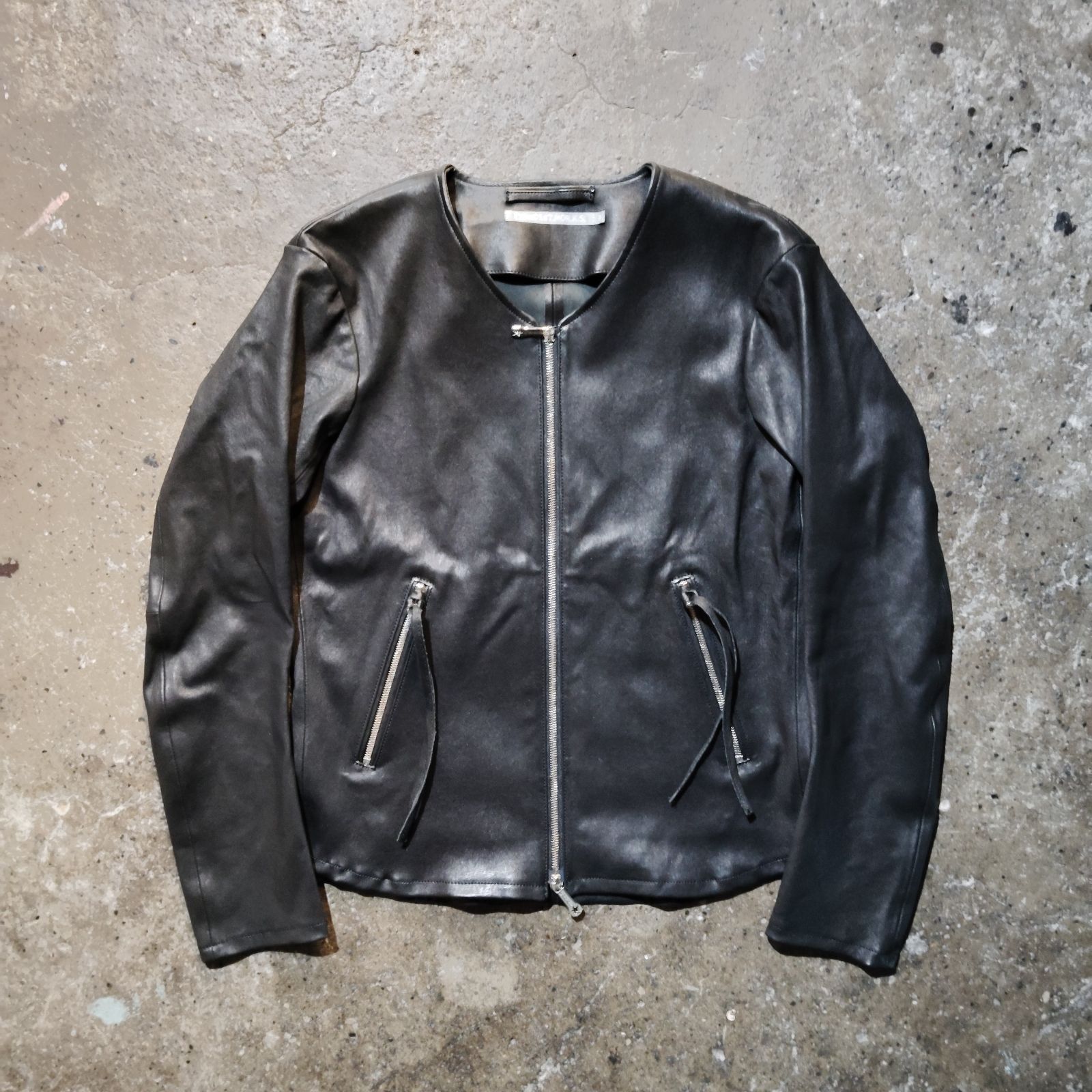 FranCisT_MOR.K.S. STRETCH LAMB LEATHER V-NECK RIDERS JACKET 3
