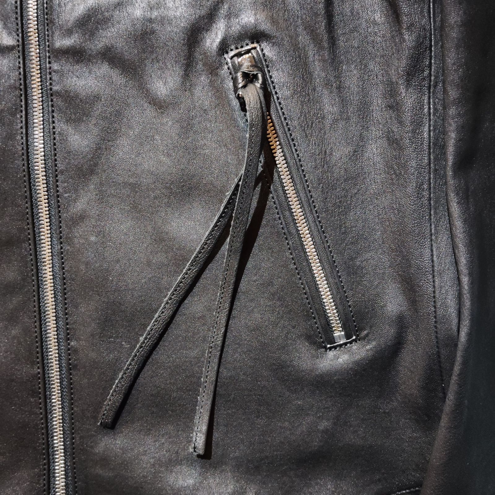 FranCisT_MOR.K.S. STRETCH LAMB LEATHER V-NECK RIDERS JACKET 3