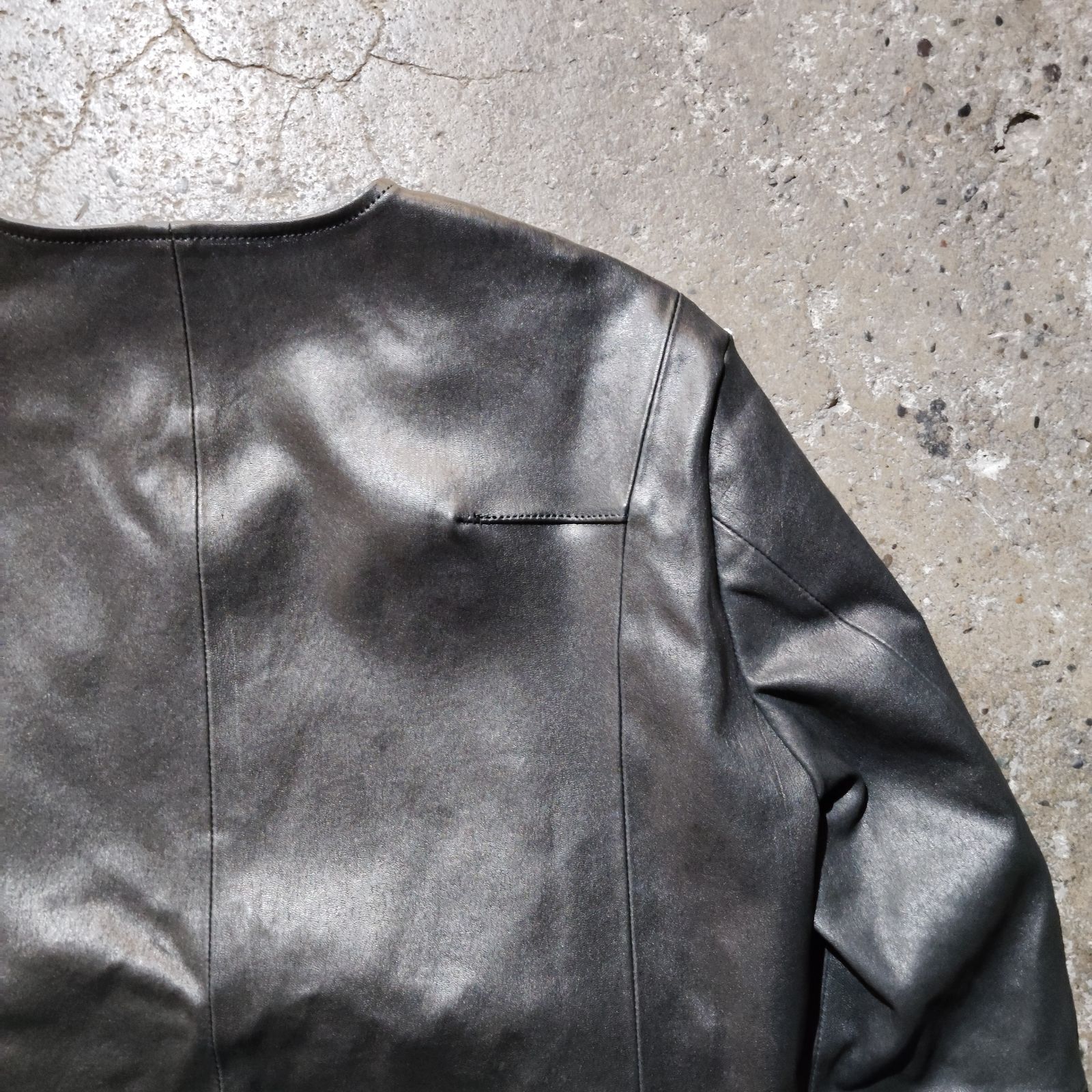 FranCisT_MOR.K.S. STRETCH LAMB LEATHER V-NECK RIDERS JACKET 3
