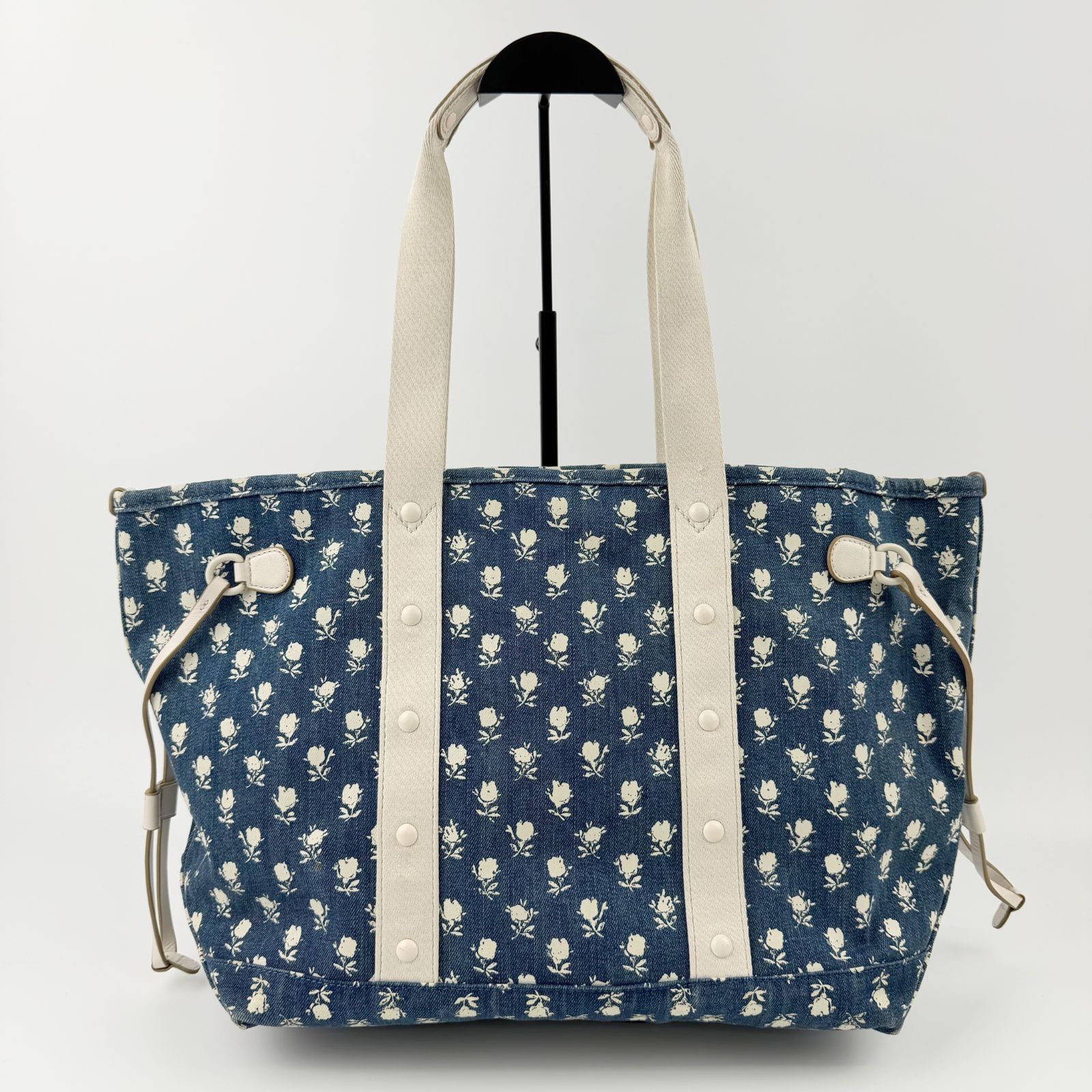 中古】COACH コーチ フローラルプリント トートバッグ デニム 