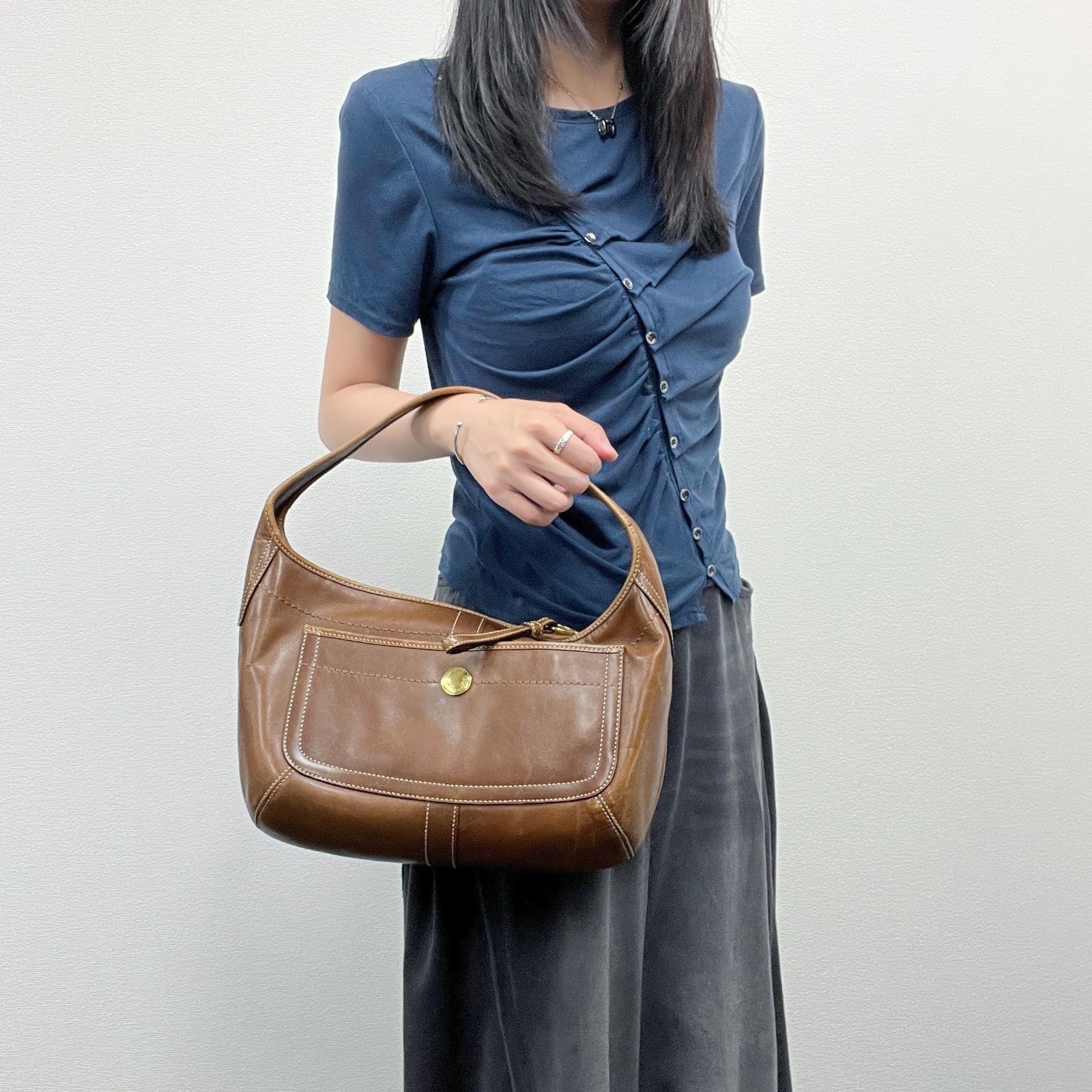 中古】COACH コーチ ワンショルダー ショルダーバッグ レザー ブラウン 