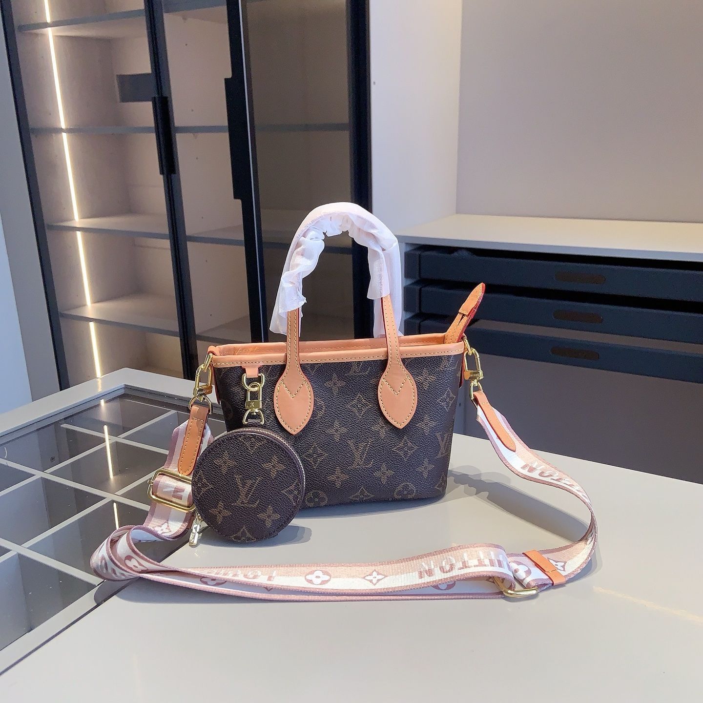 本日特価] 全新シリーズセット X666 - LV ショッピングバッグBB + LV 