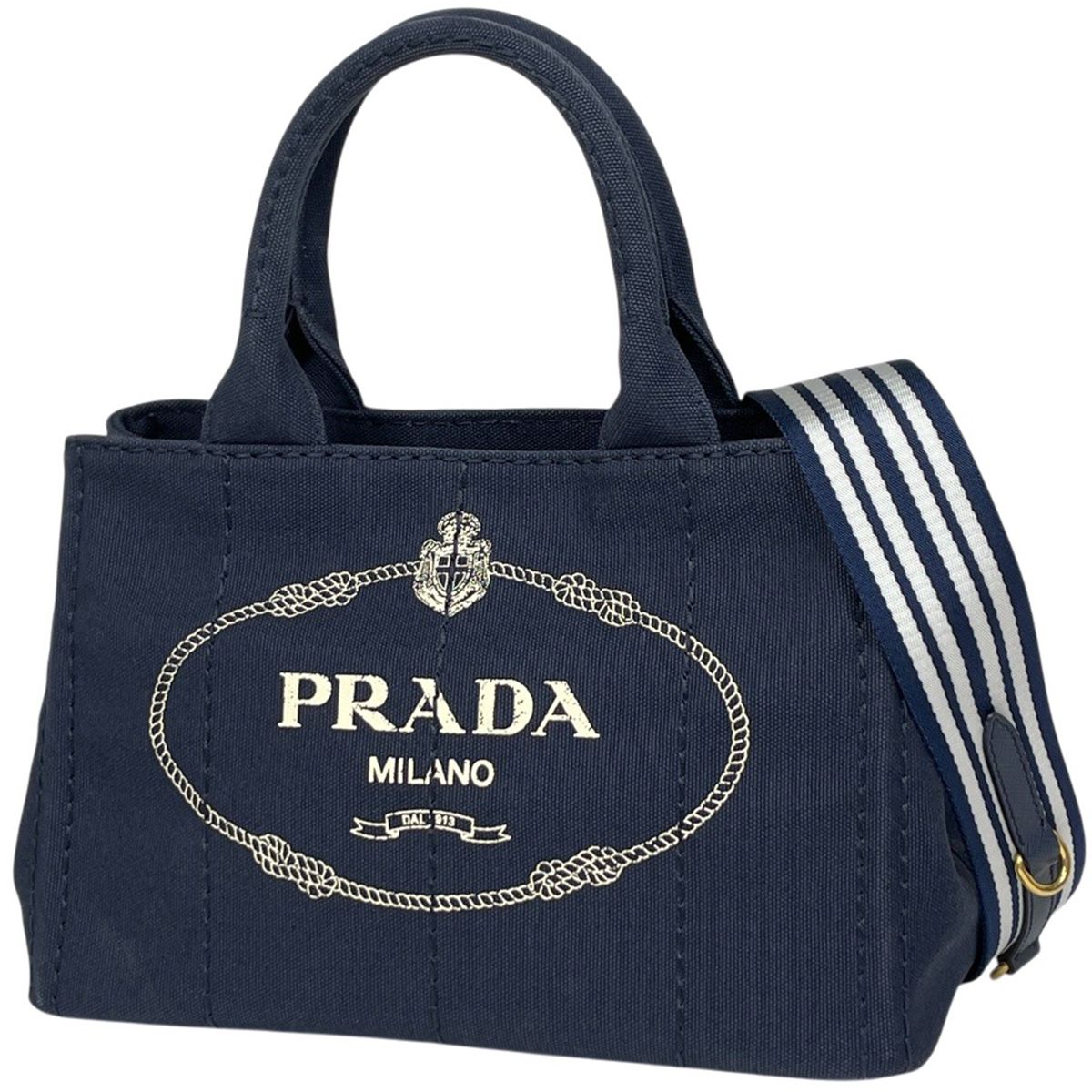 【中古】PRADA プラダ カナパ トートバッグ キャンバス ネイビー プラダ PRADA カナパトート 2WAY キャンバス ネイビー レディース