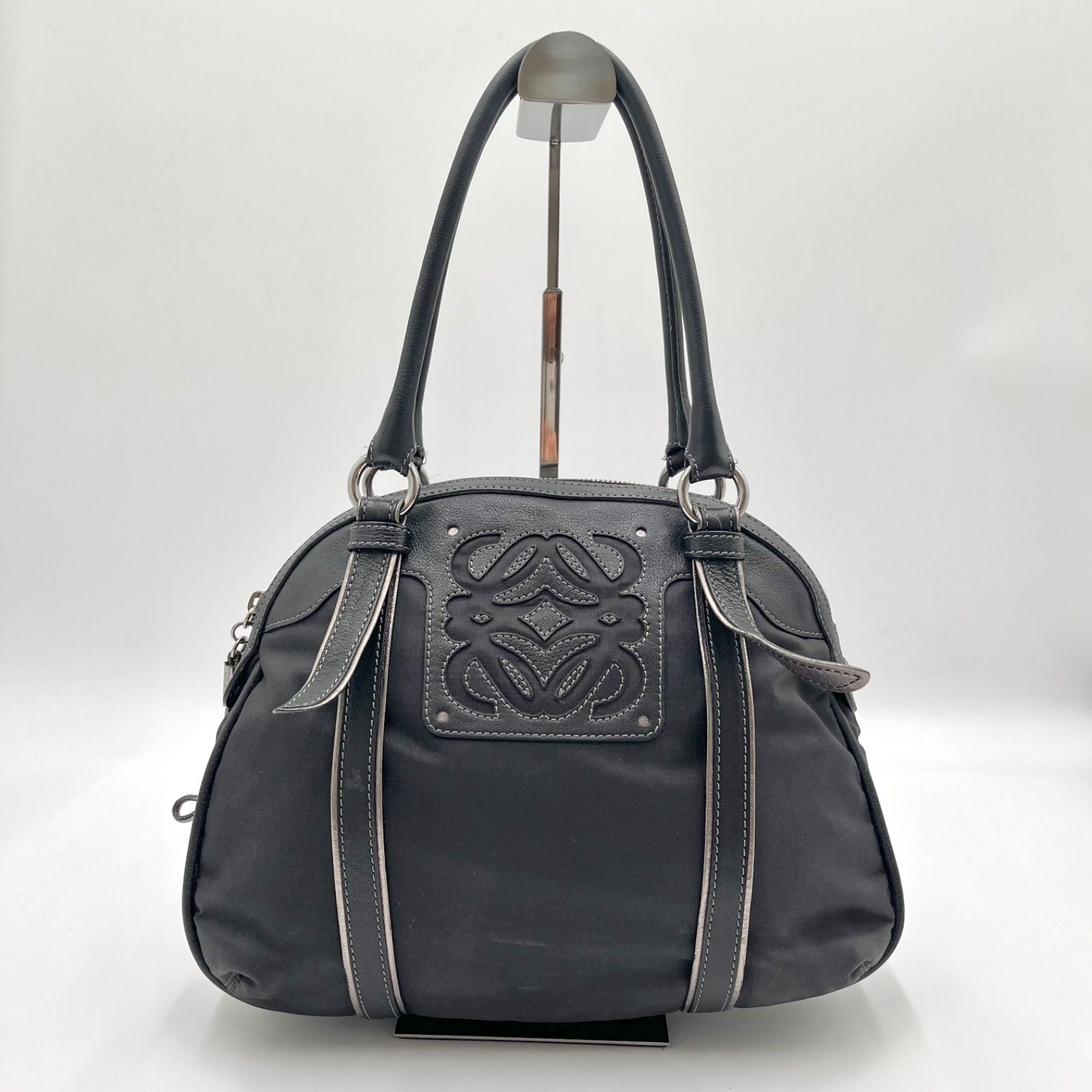LOEWE ロエベ アナグラムロゴ トートバッグ ショルダーバッグ ナイロン×レザー ブラック