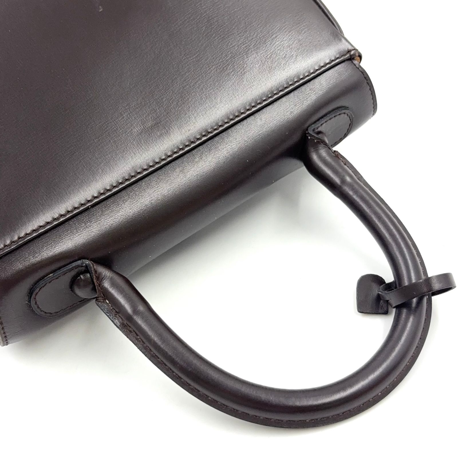 DELVAUX 逸品ハンドバッグ　ブリヨンPM 黒に近いブラウン 新着】DELVAUX ブリヨンPM レザー ダークブラウン ハンドバッグ