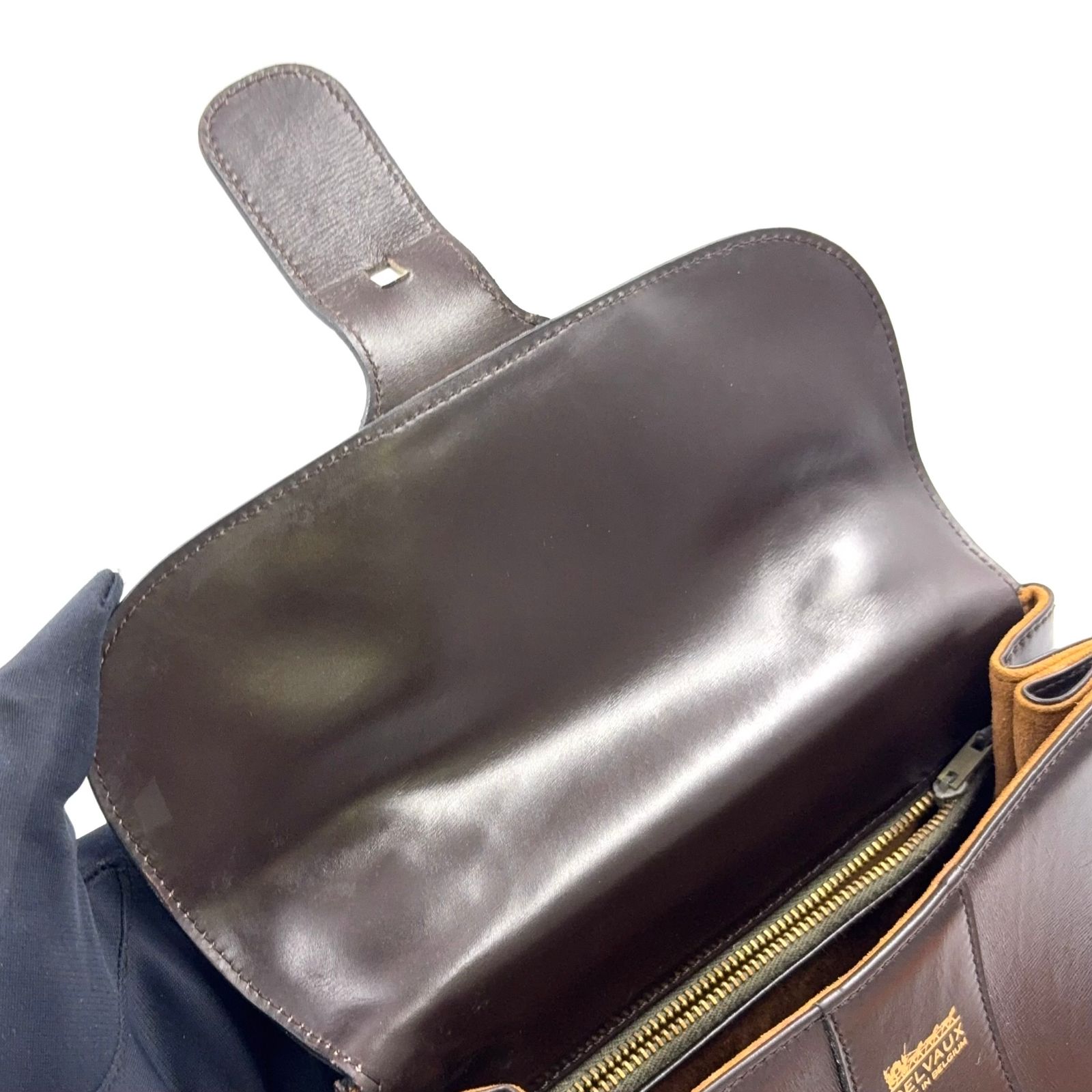 新着】DELVAUX ブリヨンPM レザー ダークブラウン ハンドバッグ