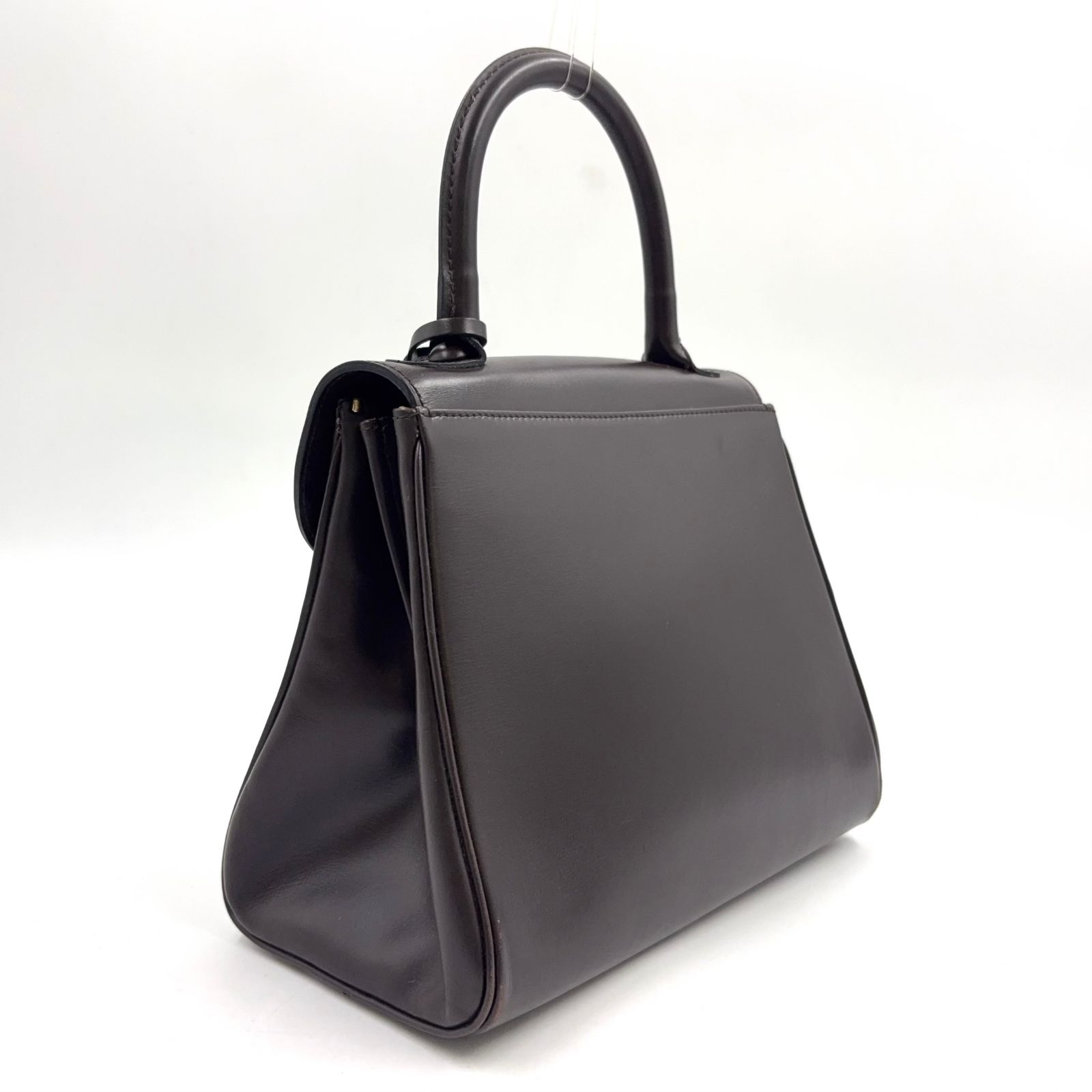 新着】DELVAUX ブリヨンPM レザー ダークブラウン ハンドバッグ