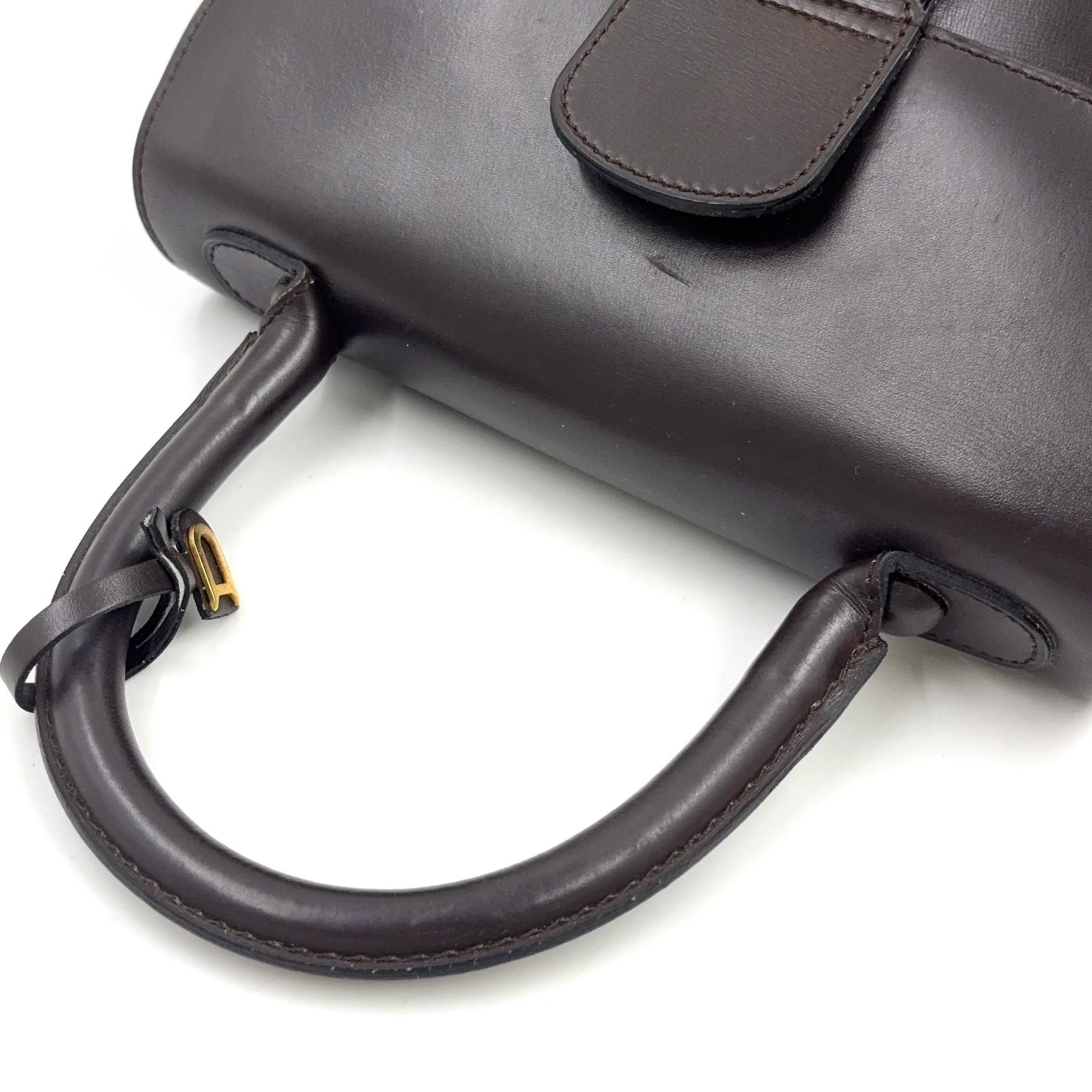新着】DELVAUX ブリヨンPM レザー ダークブラウン ハンドバッグ