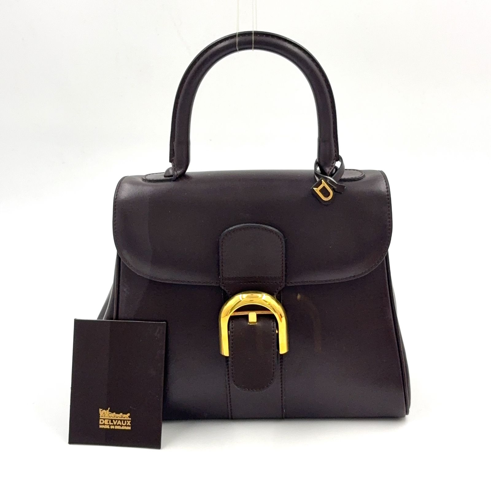 新着】DELVAUX ブリヨンPM レザー ダークブラウン ハンドバッグ