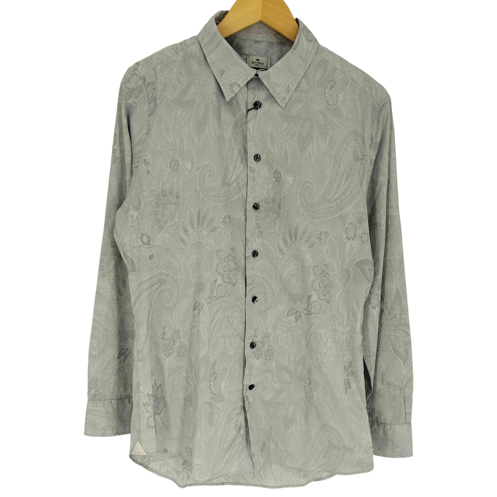 ETRO エトロ イタリア製 シャツ グレー ×ダークグレー 41