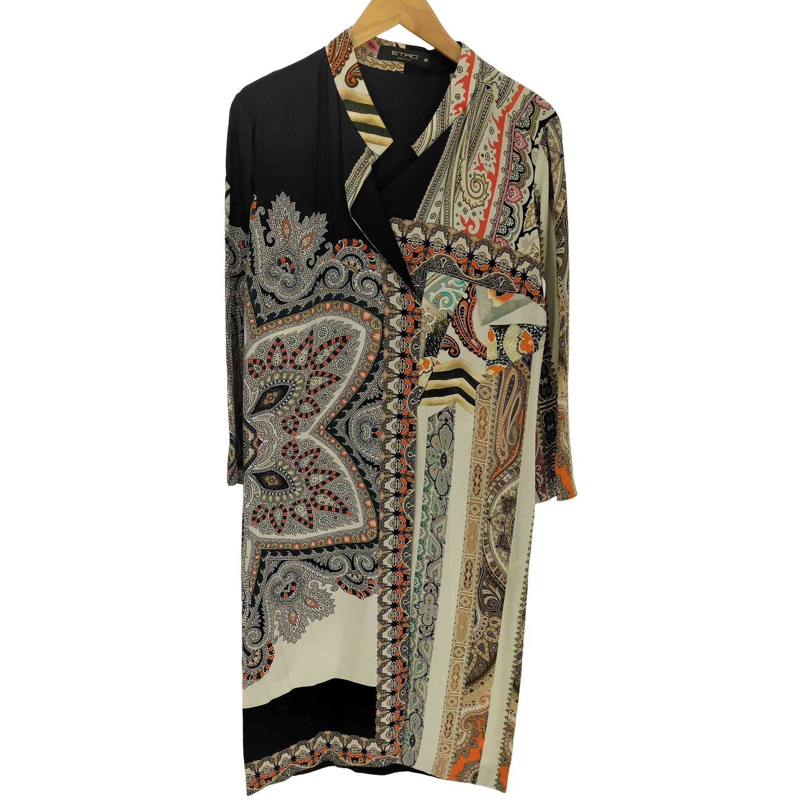 etro エトロ ワンピース チュニック レトロ シルク100% 古着 生地 エトロ ETRO イタリア製 シルク100 総柄 L/S ワンピース レディース 40