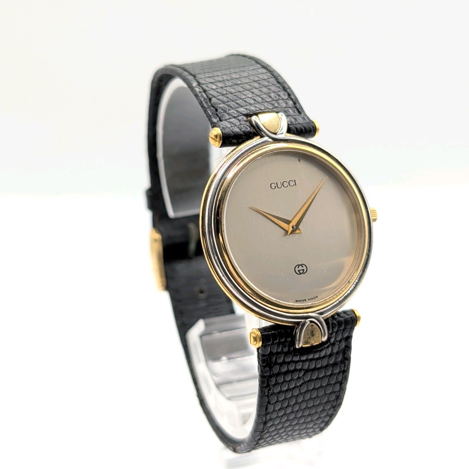 GUCCI 4500M Watch Quartz Men's Round Gold Black dial Y2K 00S Vintage Not Working グッチ 時計 クオーツ メンズ ラウンド ゴールド シルバー文字盤 ヴィンテージ 不動品