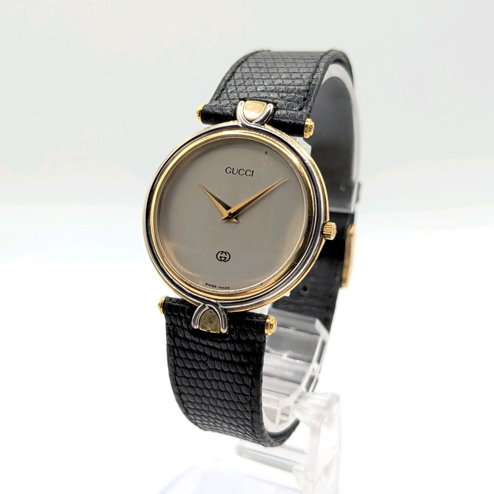 GUCCI 4500M Watch Quartz Men's Round Gold Black dial Y2K 00S Vintage Not Working グッチ 時計 クオーツ メンズ ラウンド ゴールド シルバー文字盤 ヴィンテージ 不動品