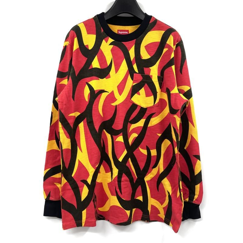 中古】Supreme L/S POCKET TEE RED TRIBAL CAMO サイズM シュプリーム