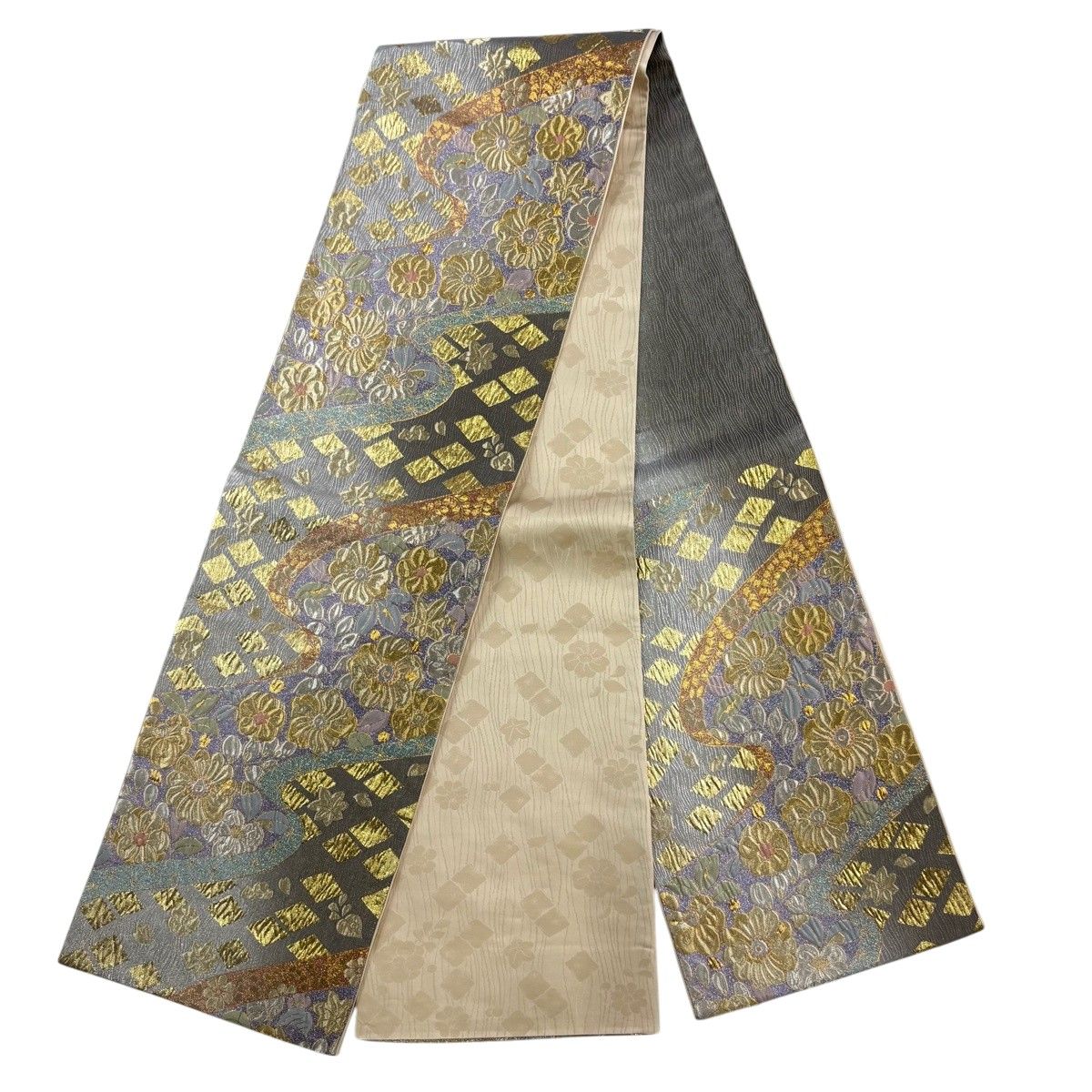 振袖 身丈168cm 裄丈70cm L 袷 袋帯フルセット 桜 桜の花びら 金彩