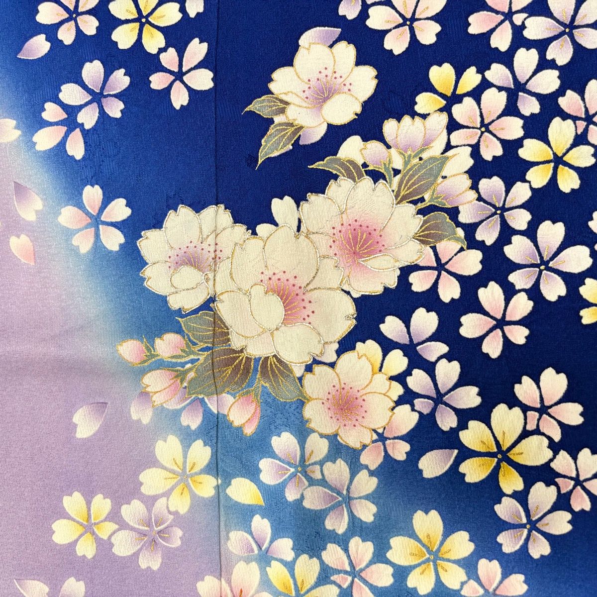 振袖 身丈168cm 裄丈70cm L 袷 袋帯フルセット 桜 桜の花びら 金彩