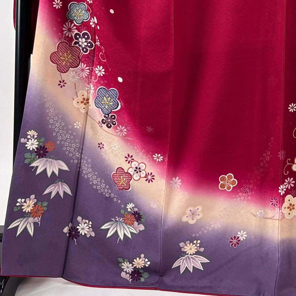 振袖 身丈170cm 裄丈67.5cm L 袷 袋帯フルセット 梅唐草 菊 金糸 金彩 