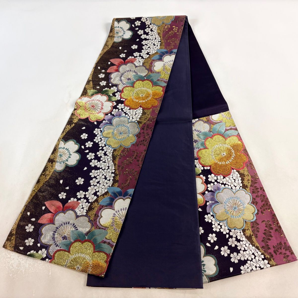 袋帯 秀品 桜 金銀糸 箔 紫 六通 正絹 【中古】 - メルカリ