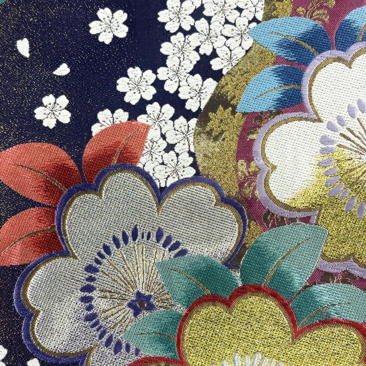 袋帯 秀品 桜 金銀糸 箔 紫 六通 正絹 【中古】 - メルカリ