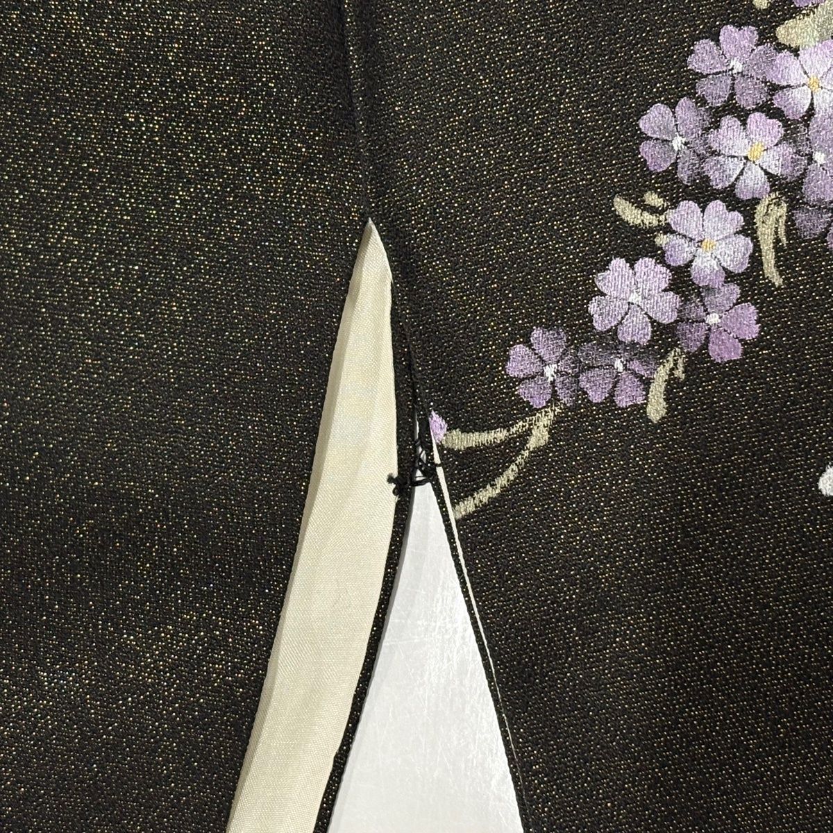未使用品 訪問着 絞り 黒 枝垂れ桜 身丈162cm 裄丈67cm お洒落 袷 訪問着 身丈159.5cm 裄丈63cm S 袷 落款 枝垂れ桜 金通し 金彩 黒 正絹