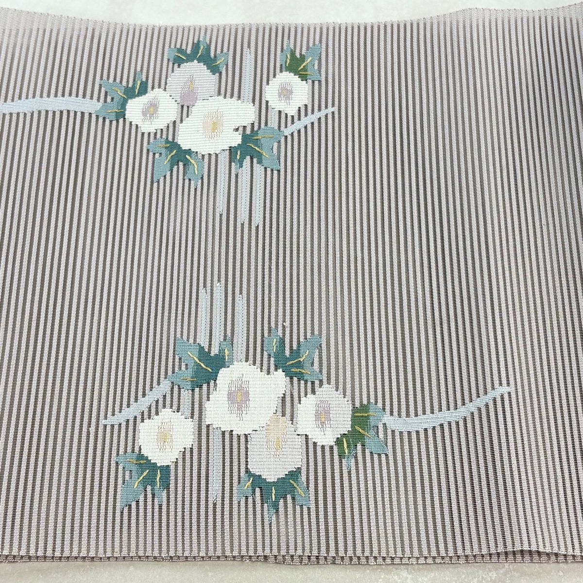 美品】 名古屋帯 秀品 夏帯 絽 八寸名古屋帯 草花 ぼかし 薄紫 正絹