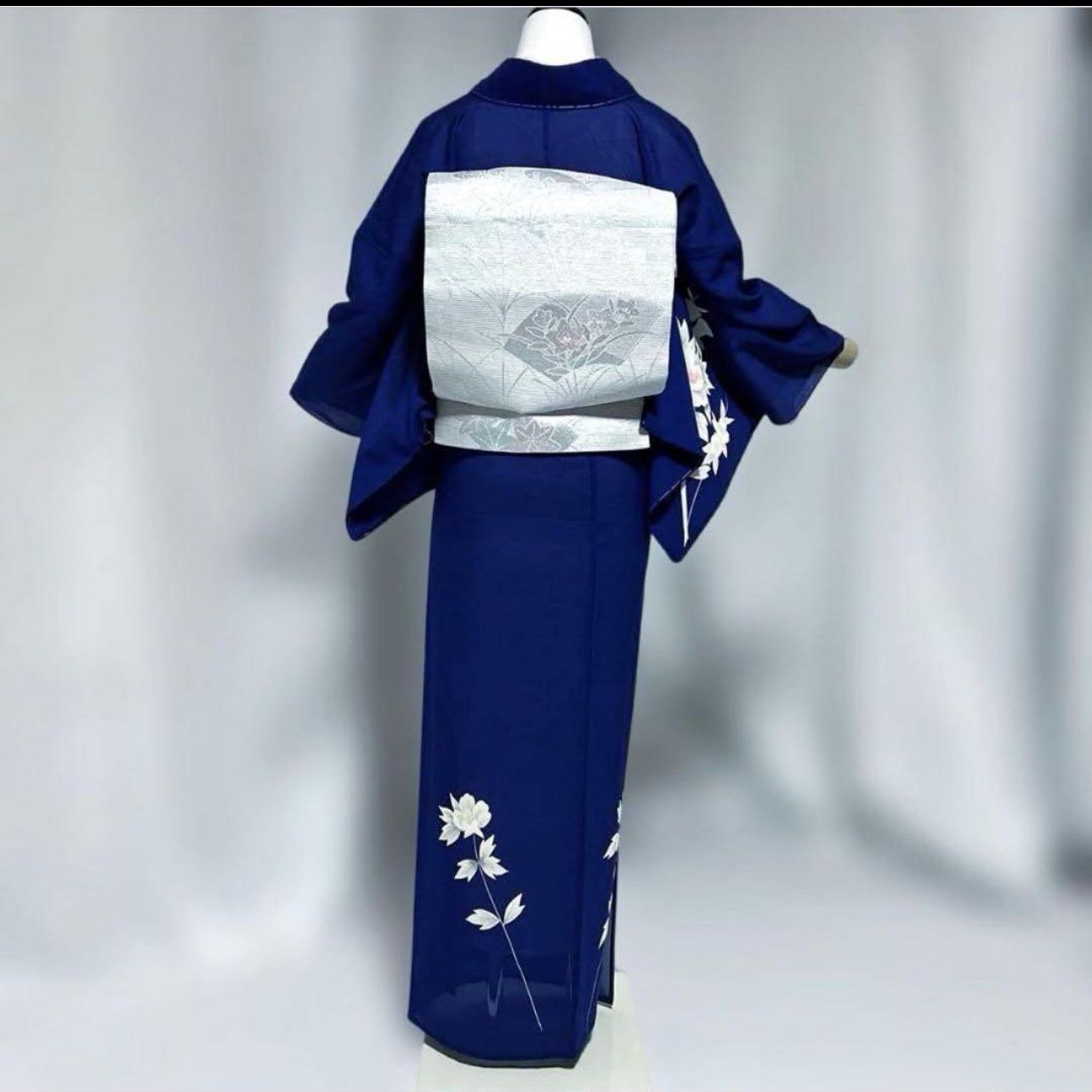未使用級 正絹 絽訪問着フルセット 紺青色 夏袋帯付き 涼やかな華やぎ