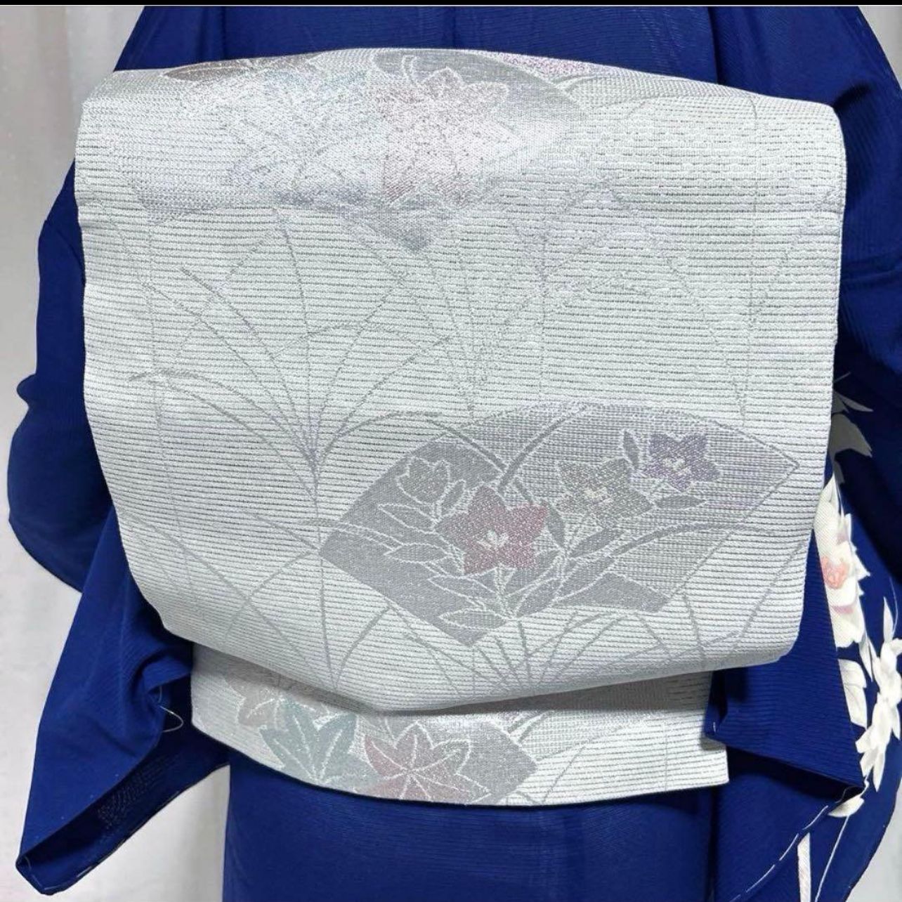 未使用級 正絹 絽訪問着フルセット 紺青色 夏袋帯付き 涼やかな華やぎ