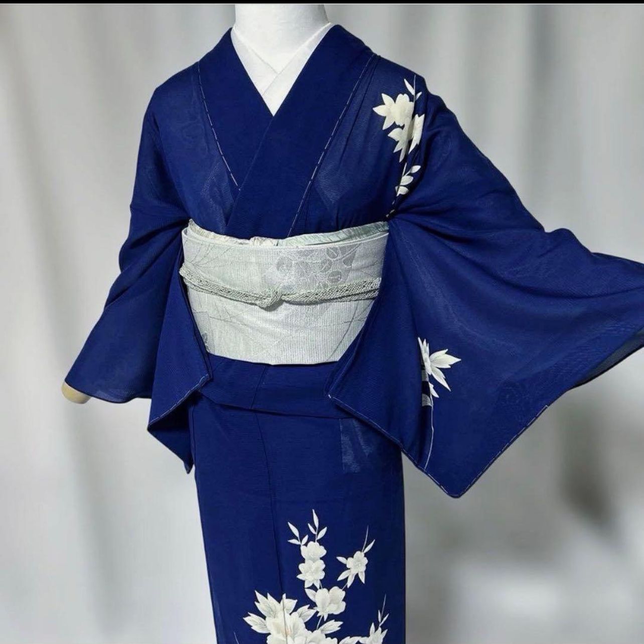 未使用級 正絹 絽訪問着フルセット 紺青色 夏袋帯付き 涼やかな華やぎ