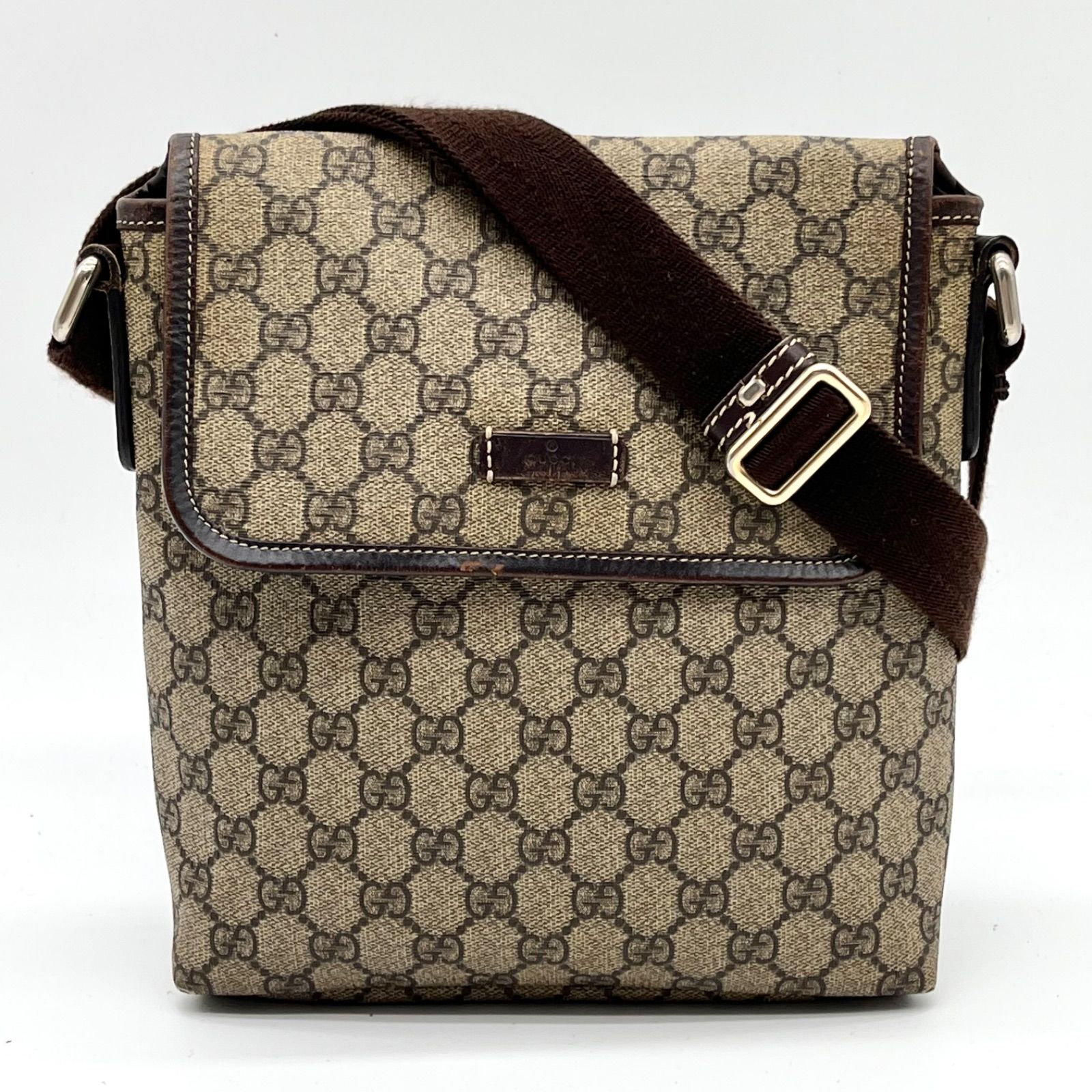 GUCCI グッチ GGスプリーム ショルダーバッグ メンズ レディース PVC×レザー 223666
