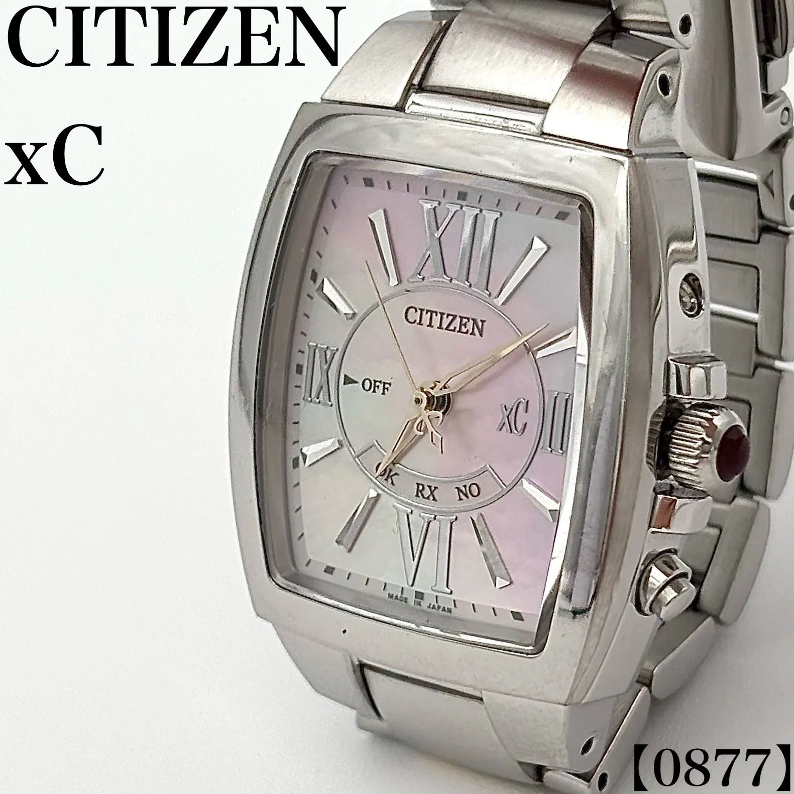稼働品 Working item シチズン CITIZEN 腕時計 レディース Ladies クォーツ Quartz H058-T016545 クロスシー xC エコドライブ 電波ソーラー ピンクシェル トノー 0877