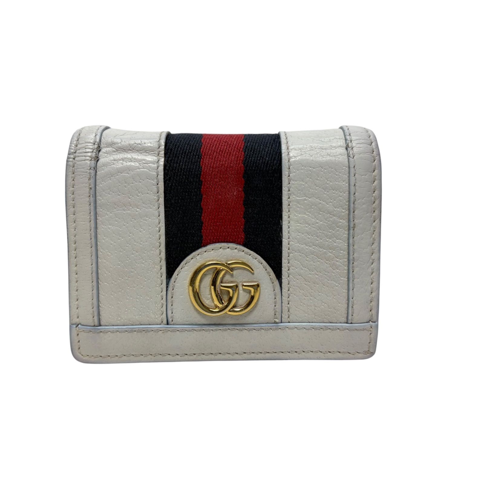 4243 GUCCI グッチ 折り財布 オフィディア シェリーライン ホワイトベージュ コンパクトウォレット