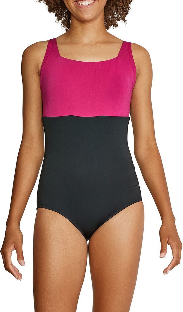 スピード レディース 水着 上下セット Speedo Womensquare Neck OnePiece Swimsuit Speedo Black ブラック