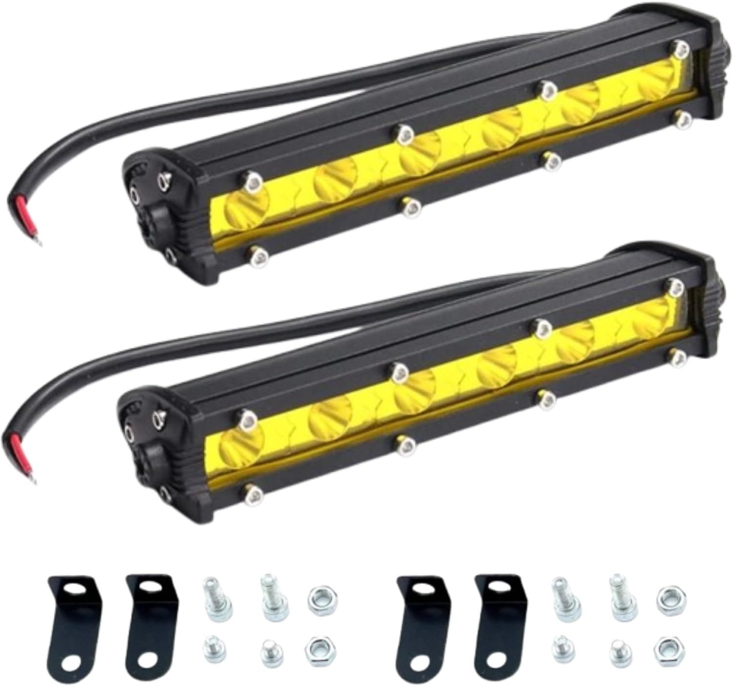 LED ワークライト イエロー 作業灯 2個セット 12V 24V 兼用 ライトバー 
