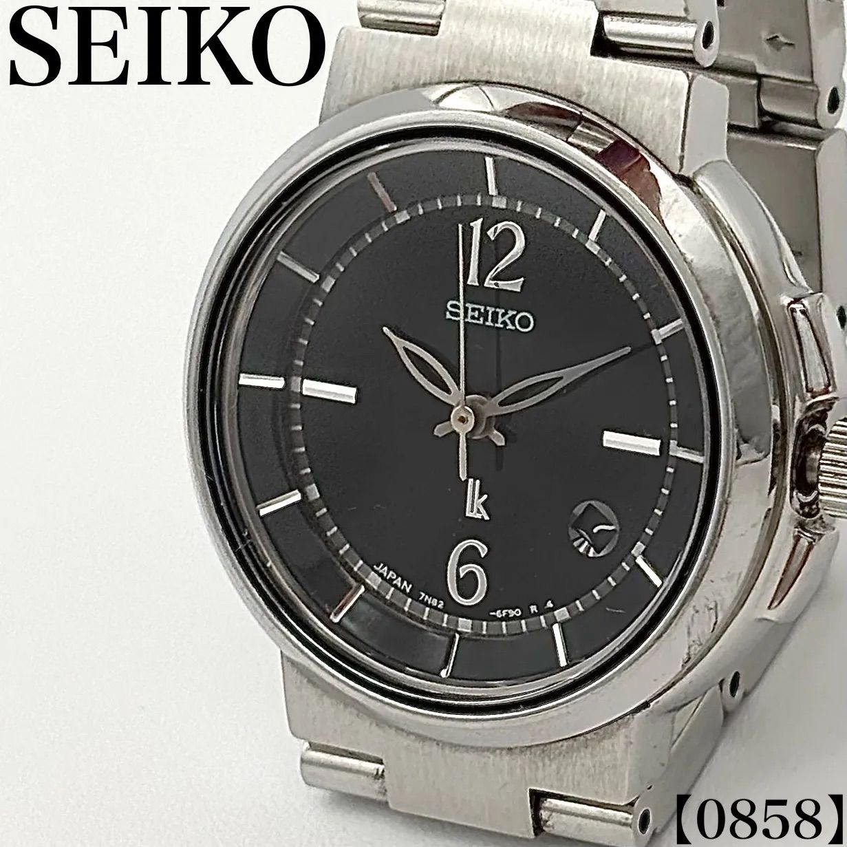 Working Item Working Item Seiko LUKIA Watch Women's Ladies Quartz Quartz 7N82-6E00 Analog Date 10 ATM Waterproof Round Metal Band 3 Hand Navy Dial Business 0858