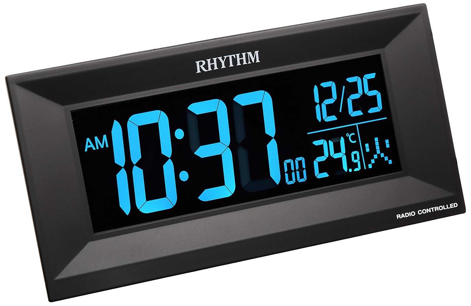 リズム(RHYTHM) 目覚まし時計 電波時計 デジタル グラデーション LED 365色 表示 AC電源 黒 Iroria M イロリアM 8RZ196SR02 国内発送