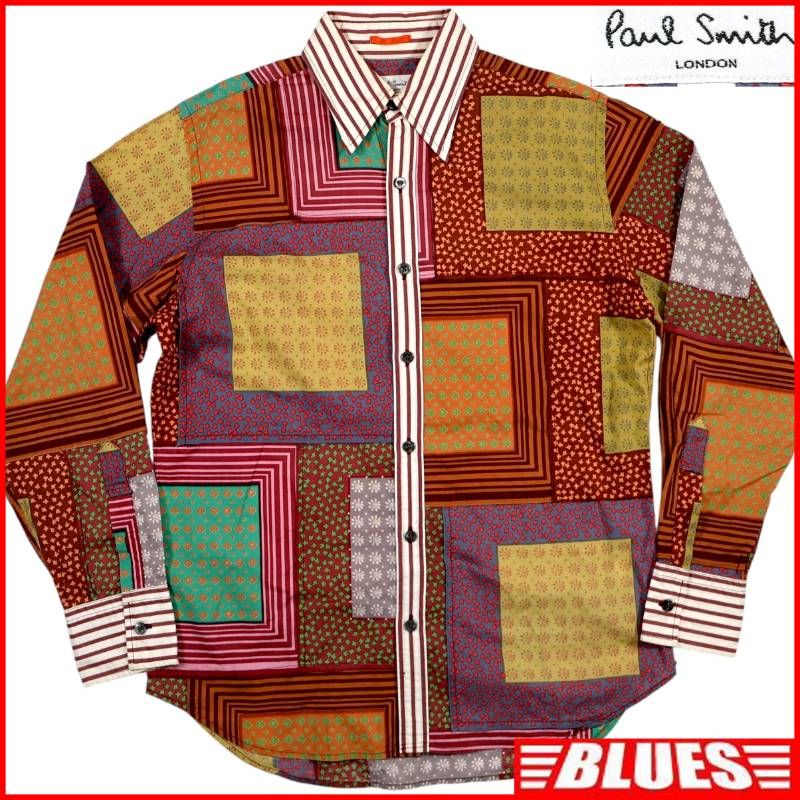 Paul Smith ポールスミス シャツ M パッチワーク柄 ストライプ 総柄