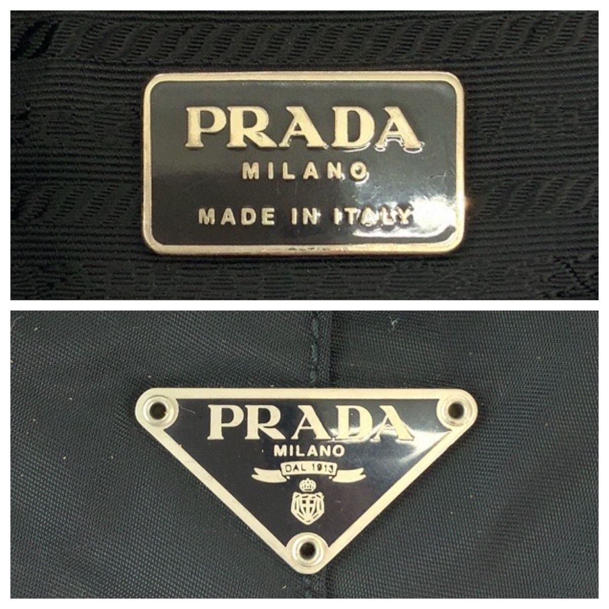 PRADA プラダ テスート 三角ロゴプレート プラハンドル ブラック 黒