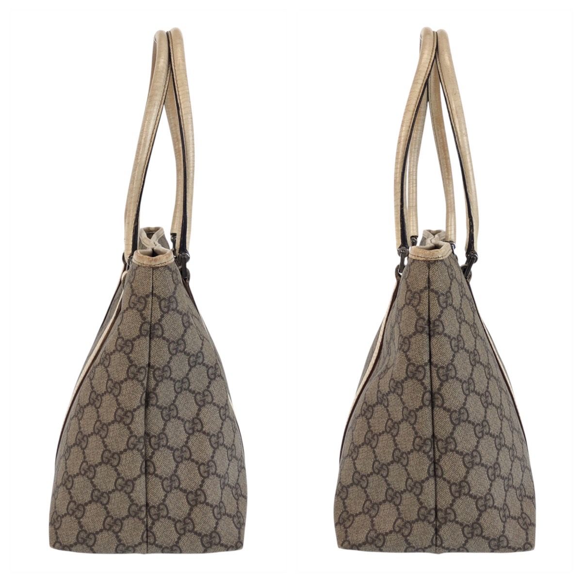GUCCI グッチ ベージュ ホワイト白 GGスプリームキャンバス/レザー